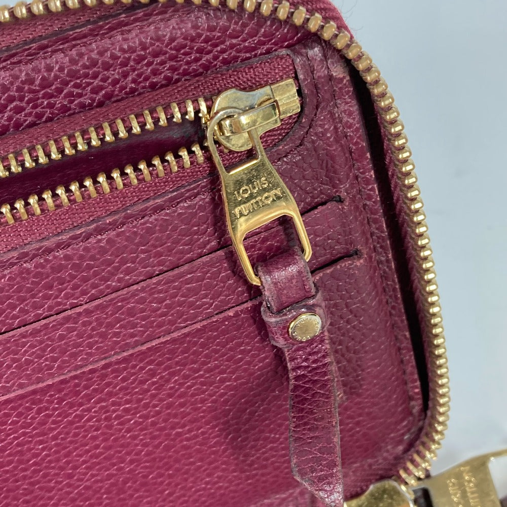 LOUIS VUITTON M60359 Monogram Empreinte Portefeuille Secrete Long Wallet with Round Zipper, Monogram Empreinte Leather, Women's, Aurore, Red