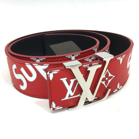 LOUIS VUITTON MP015 ルイヴィトン×シュプリーム モノグラム サンチュール LV イニシャル ズボン用ベルト 17aw ベルト レザー メンズ レッド