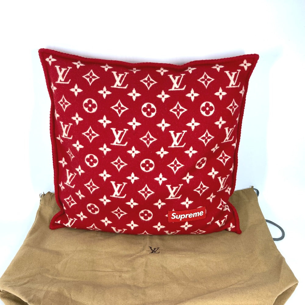 LOUIS VUITTON MP1886 Supreme Collaboration Monogram Pillow, Wool/Cashmere, Men's, Red