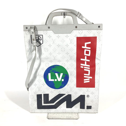 LOUIS VUITTON M44627 モノグラムホワイト フラットヴェルティカルトート 2WAYバッグ カバン ショルダーバッグ 斜め掛け トートバッグ モノグラムキャンバス メンズ ホワイト