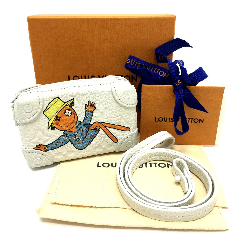 LOUIS VUITTON M80209 Monogram LV Friend Print Neck Soft Trunk Tri-fold Wallet in Taurillon Leather, Unisex, White