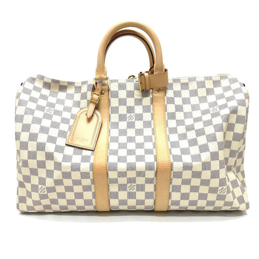 LOUIS VUITTON N48223 ダミエアズール キーポルバンドリエール 45 ボストンバッグ ダミエアズールキャンバス レディース ホワイト