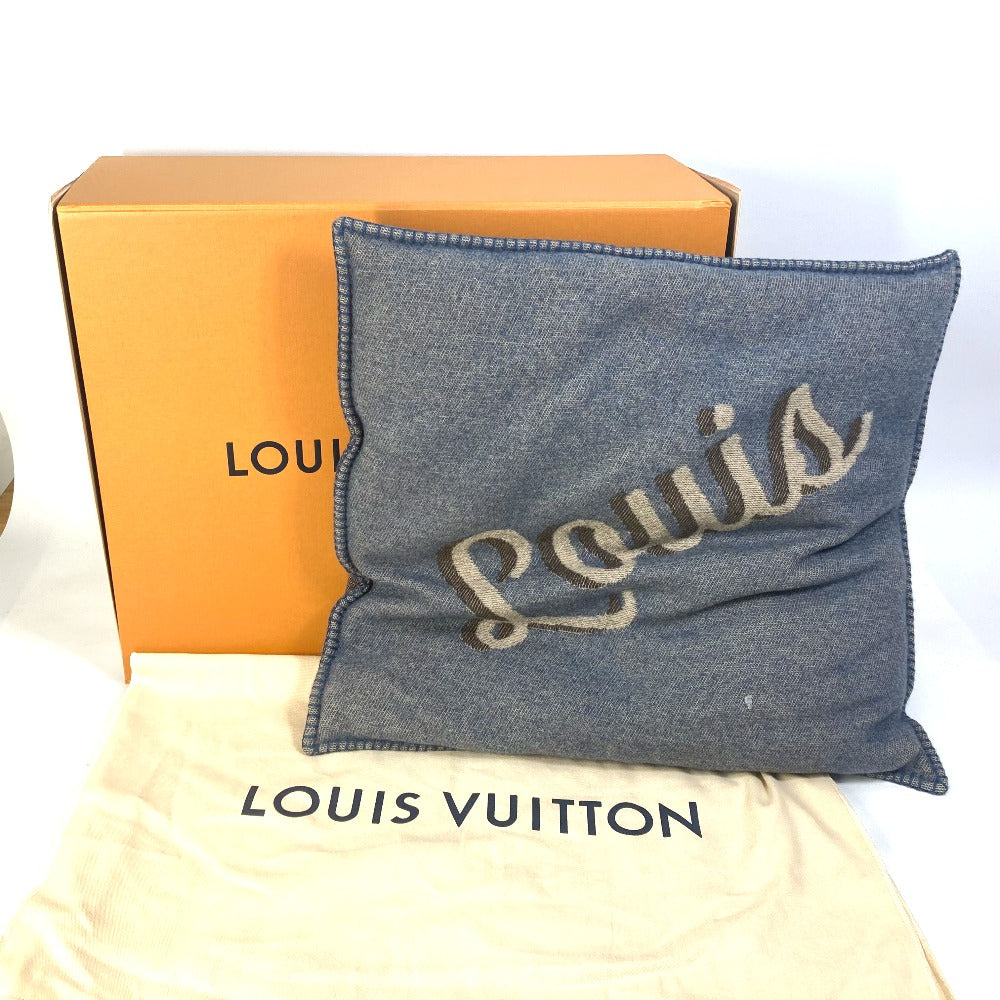 LOUIS VUITTON M70336 Logo Pillow, Interior Cushion, Wool, Women's, Navy