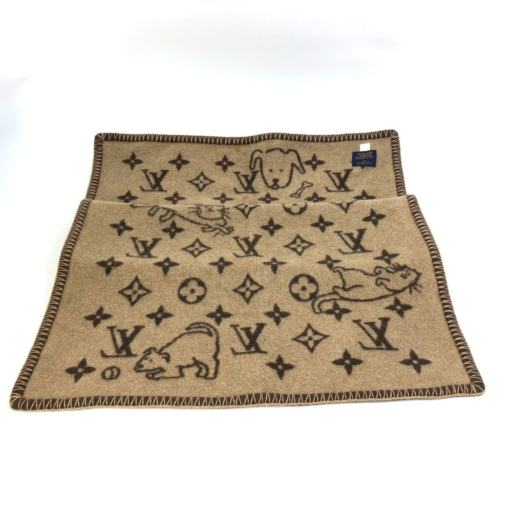 LOUIS VUITTON MP2260 Couverture Small Catgram Cat Animal Blanket, Wool, Brown, Women's