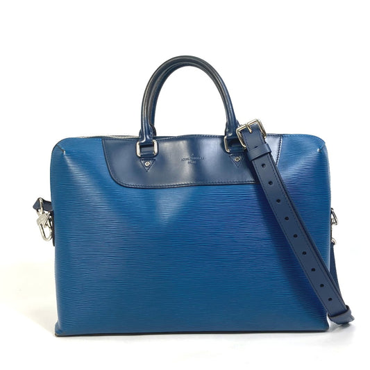 LOUIS VUITTON M51700 ポルトドキュマン ジュール PDJ ハンドバッグ カバン 2WAY ブリーフケース ビジネスバッグ エピレザー メンズ ブルーアズール