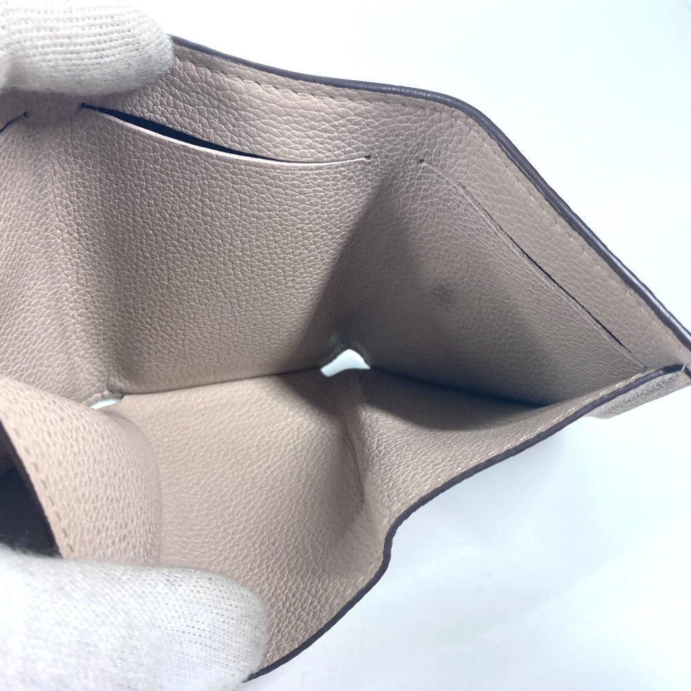 LOUIS VUITTON M69340 LVロゴ ポルトフォイユ・ロックミニ コンパクトウォレット 3つ折り財布 カーフレザー ユニセックス グレージュ ベージュ