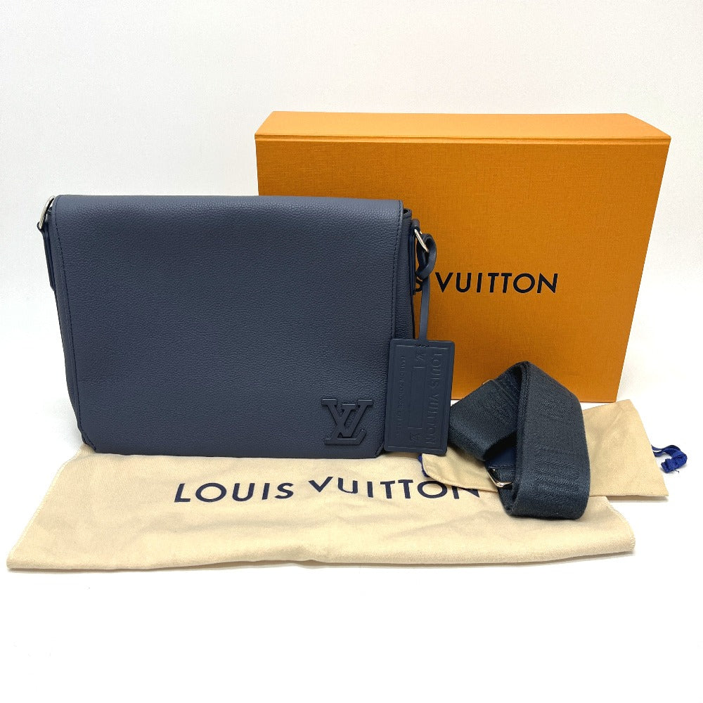 LOUIS VUITTON M23709 LVアエログラム テイクオフ メッセンジャー カバン バッグ 斜め掛け ショルダーバッグ レザー メンズ ブルー アトランティーク ブルー