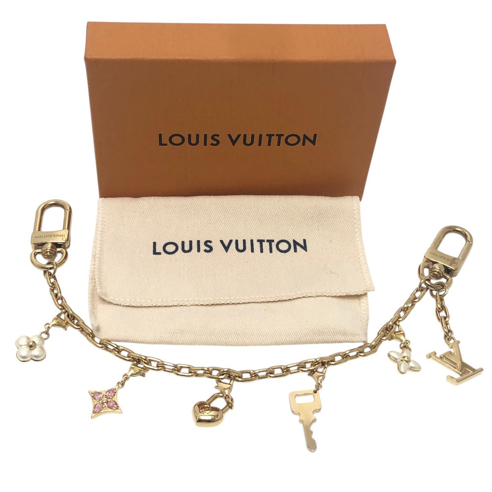 LOUIS VUITTON M02943 LV Heart Padlock Pearl ChainKey Holder Bag Charm Metal Gold Used