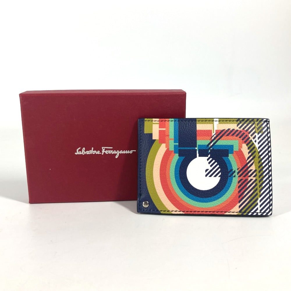 Salvatore Ferragamo Logo Business Card Holder, Pass Case, Card Case, Leather, Unisex, Multicolor