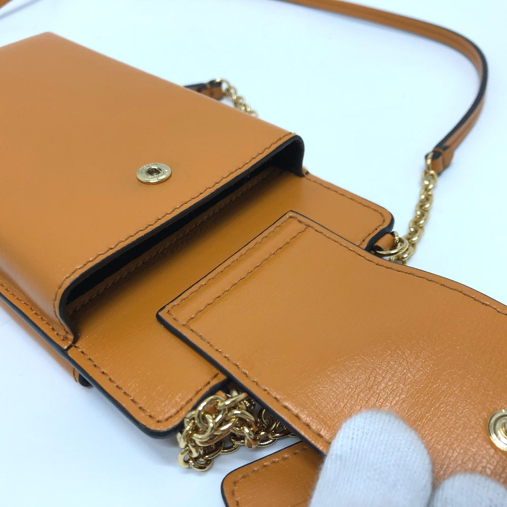 Salvatore Ferragamo 斜め掛け チェーン カバン ポーチ ヴァラ フォンケース 携帯ケース ショルダーバッグ レザー レディース オレンジブラウン オレンジ