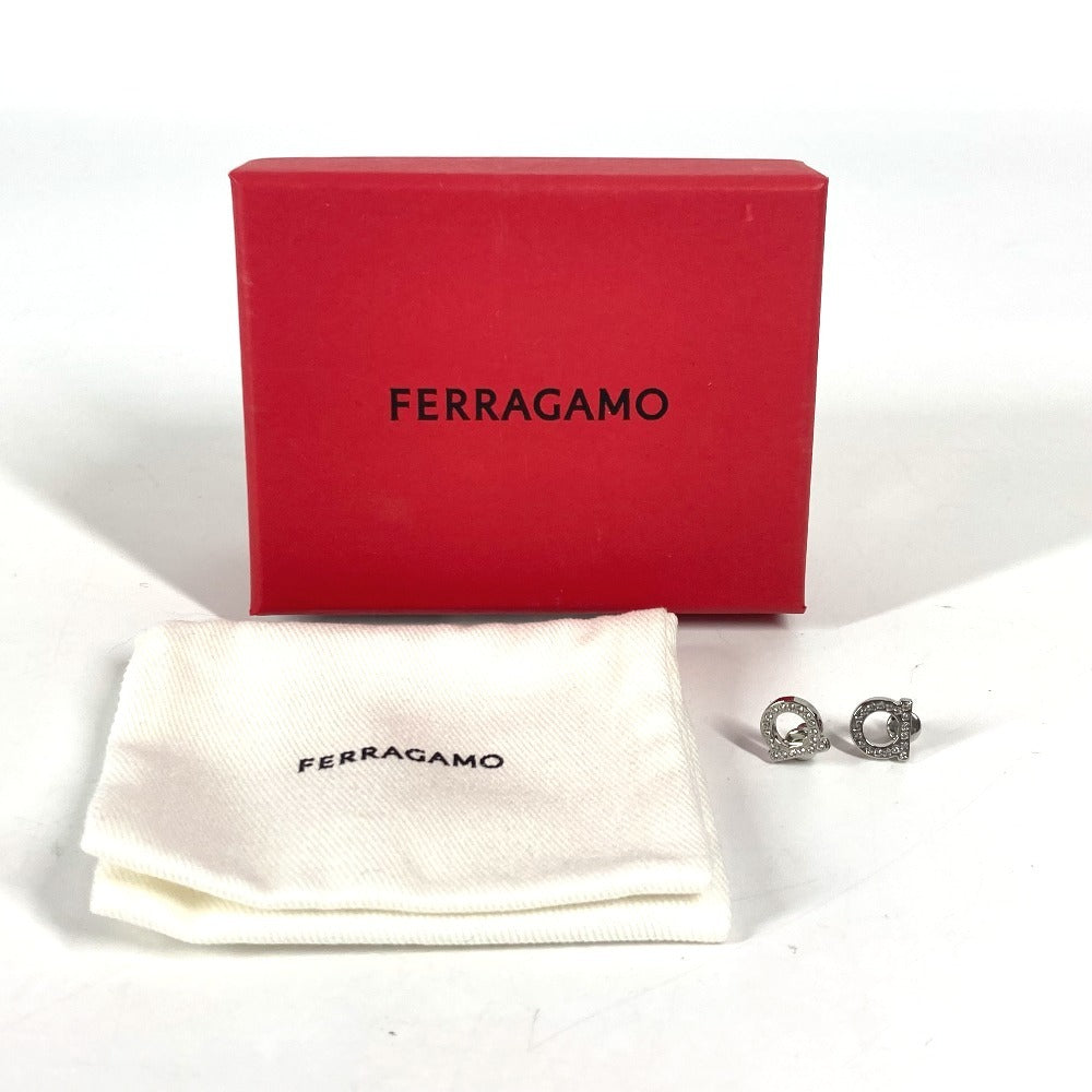 Salvatore Ferragamo 76 0123 ガンチーニ ラインストーン アクセサリー ピアス メタル ユニセックス シルバー