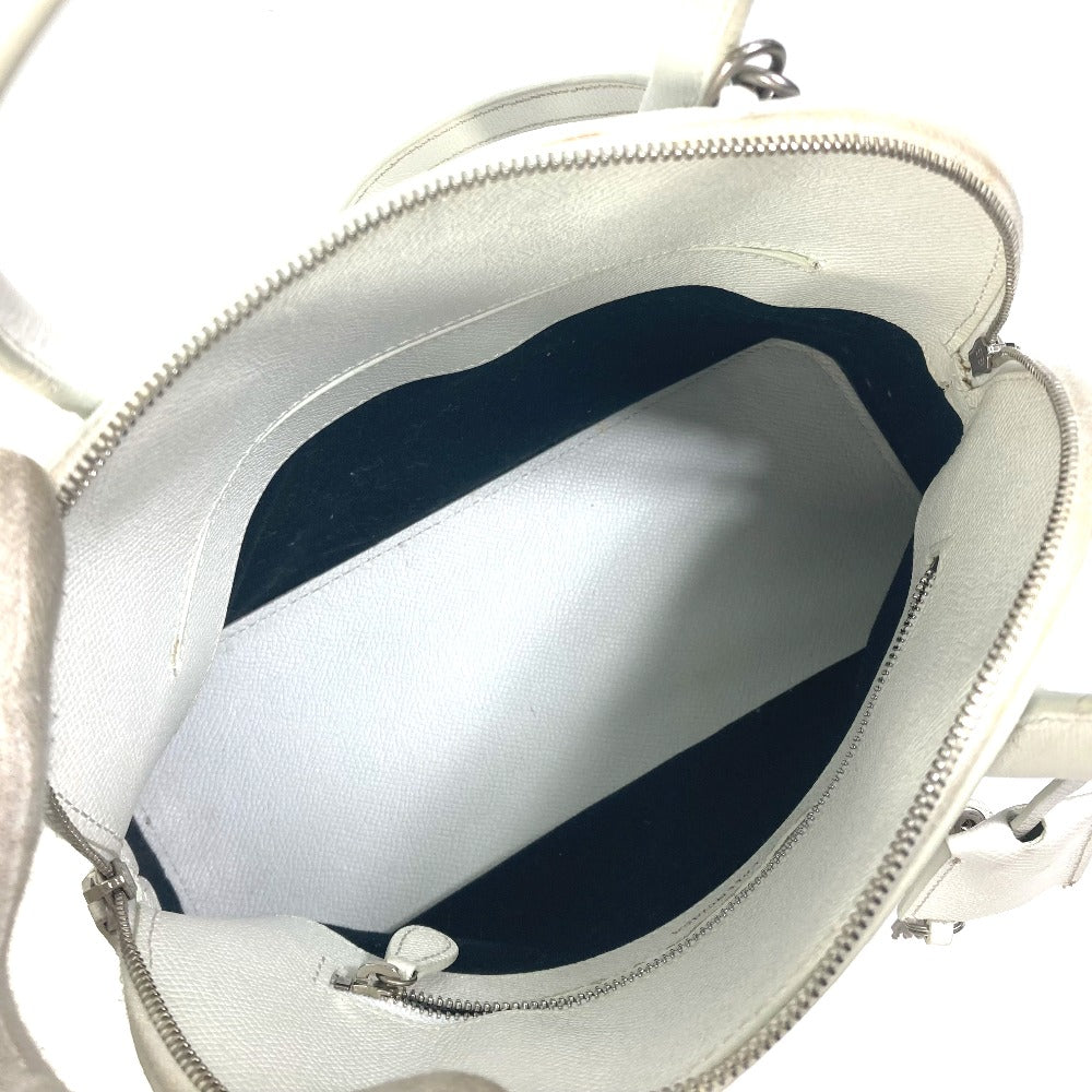 BALENCIAGA 550645 バイカラー カバン ヴィル トップ ハンドル S 2WAY カバン ショルダーバッグ 斜め掛け ハンドバッグ レザー レディース ホワイト