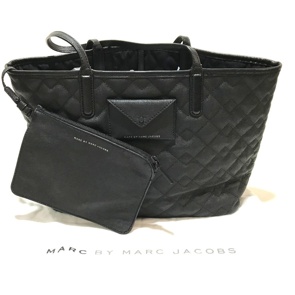 MARC BY MARC JACOBS Quilted Shoulder Bag/Tote Bag with Pouch, PVC/Leather, Women's, Black
