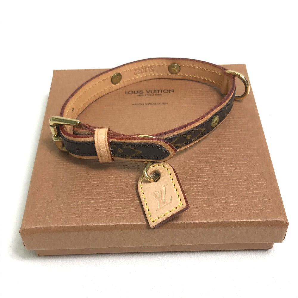 LOUIS VUITTON M58072 Monogram Collier Baxter PM Small Dog Collar, Monogram Canvas, Brown, Women's