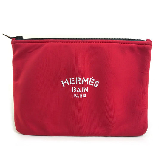 HERMES ネオバン トゥルース フラット MM カバン 小物入れ クラッチバッグ ポーチ ポリアミド レディース レッド