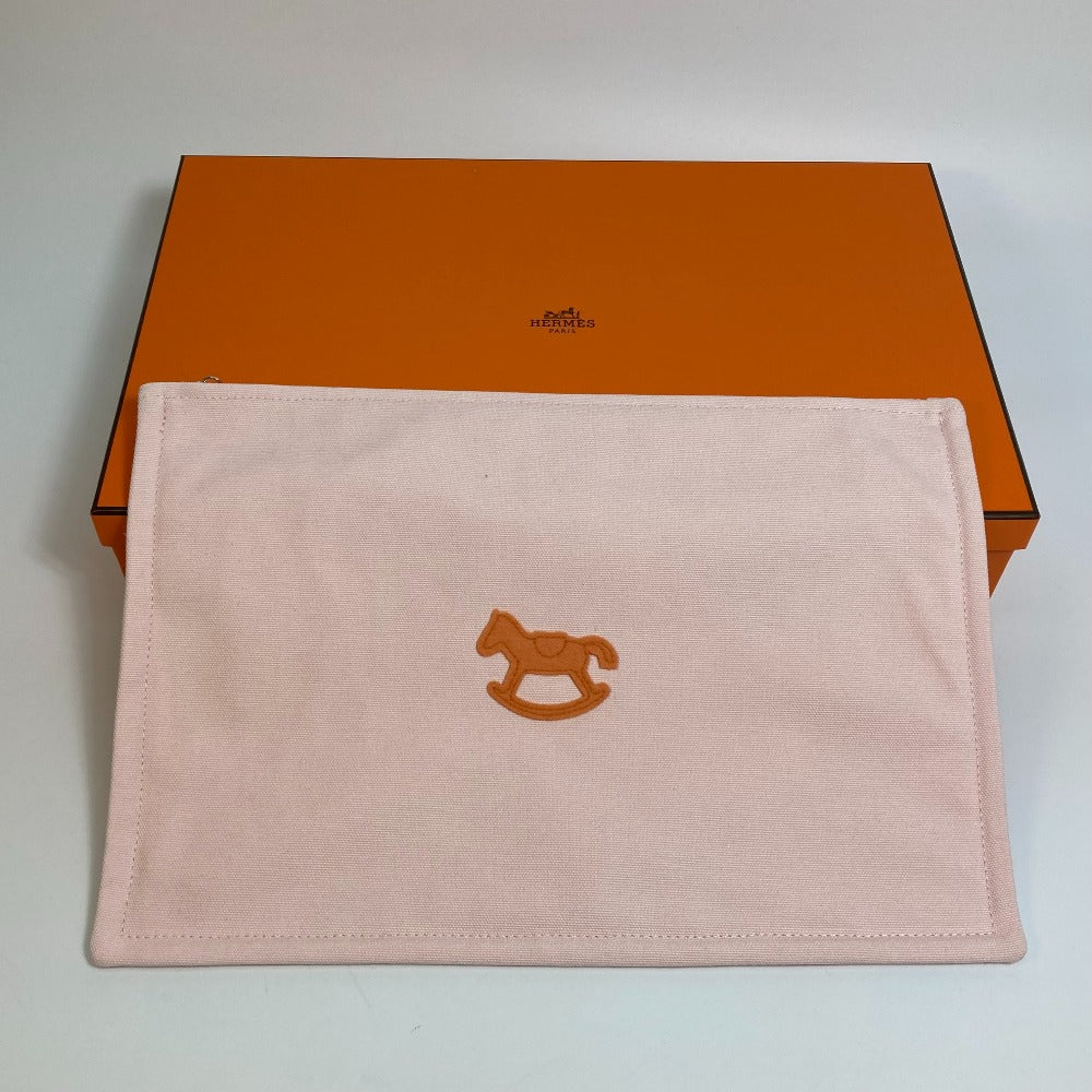 HERMES ベビー アダダドットGM 小物入れ フラットポーチ マルチポーチ ポーチ コットン レディース ピンク