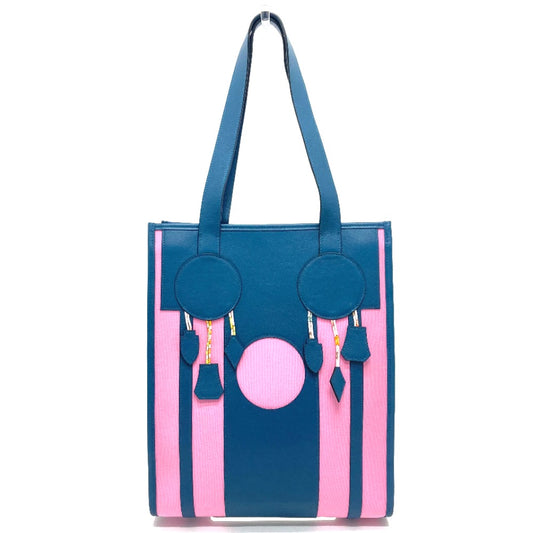 HERMES プティアッシュ ドリームキャッチャー カバン 肩掛け トートバッグ レザー/キャンバス レディース ネイビー×ピンク