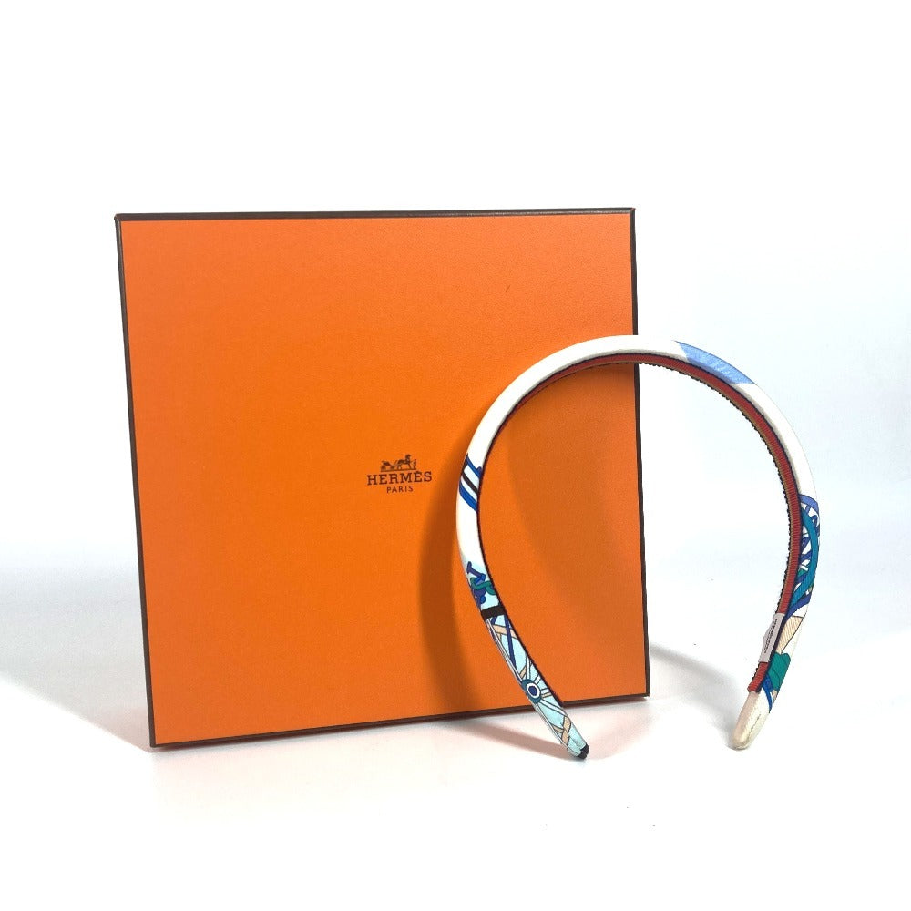 HERMES Elsa Hair Accessory Headband Silk Headband Women's White