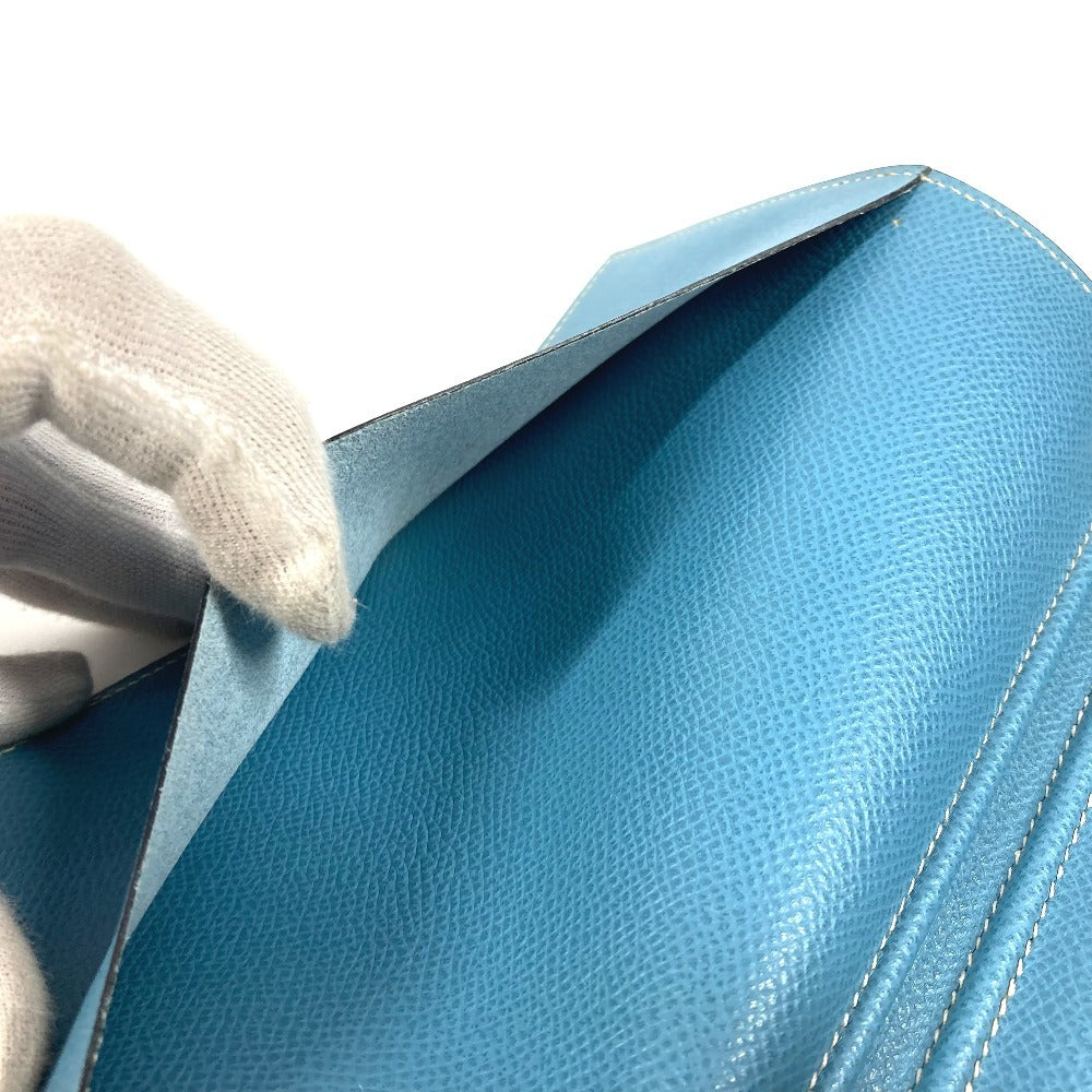 HERMES システム手帳 アジェンダ グローブトロッター ステーショナリー 2つ折り 手帳カバー レザー ユニセックス ブルージーン ブルー