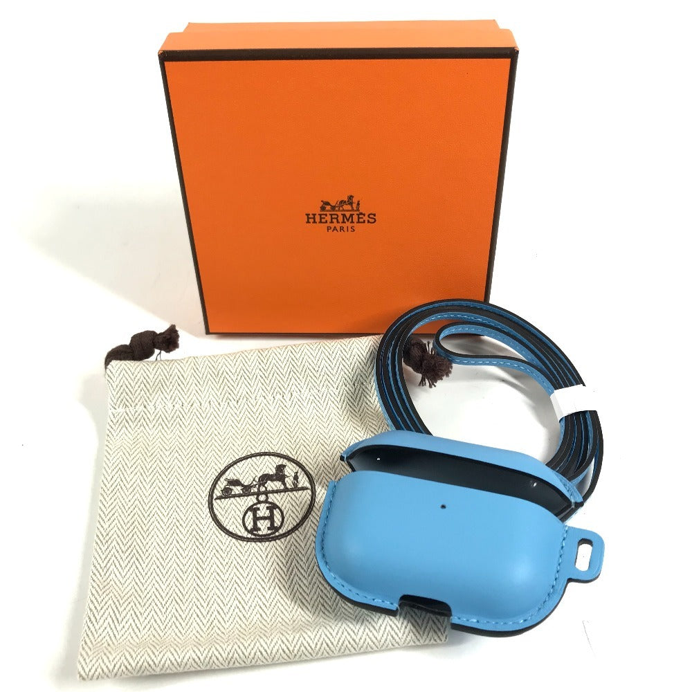 HERMES with Strap airpods case airpods apple apple Earphone case Leather blue Used