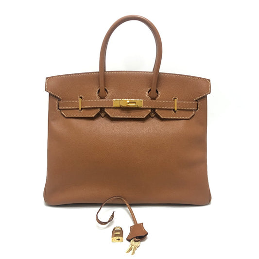 HERMES Birkin35 Birkin 35 Bag Tote Bag Hand Bag Courchevel Gold x GHardware Gold Used