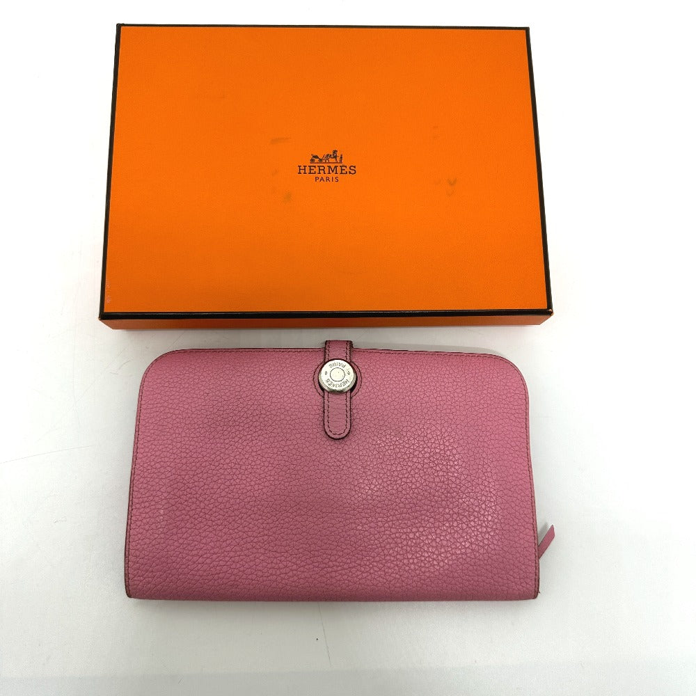 HERMES Dogon GM Dogon GM Wallet, Long Wallet, Taurillon Clemence Leather, Women's, Pink