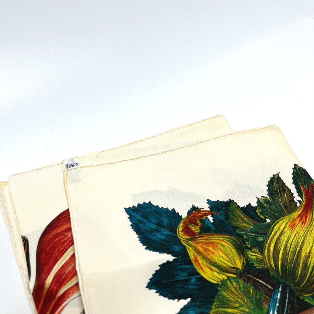 HERMES CITROUILLES & COLOQU IN TES Pumpkin and Colocynth Carré 90 Scarf, Silk, Women's, White Beige, White