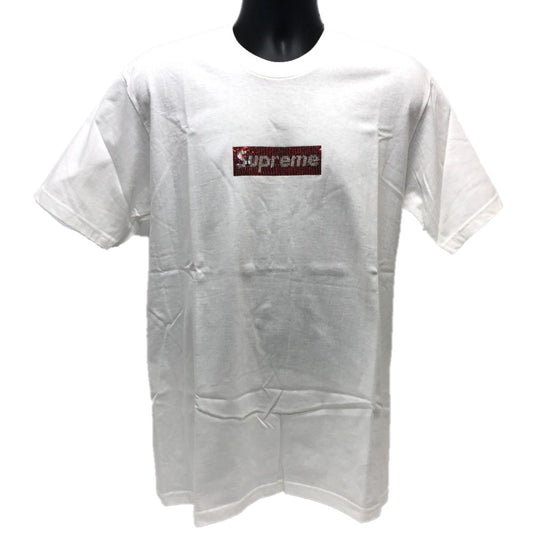 Supreme ボックス ロゴ Tシャツ アパレル SUPREME×スワロフスキー 2019SS 半袖Tシャツ コットン メンズ ホワイト×レッド
