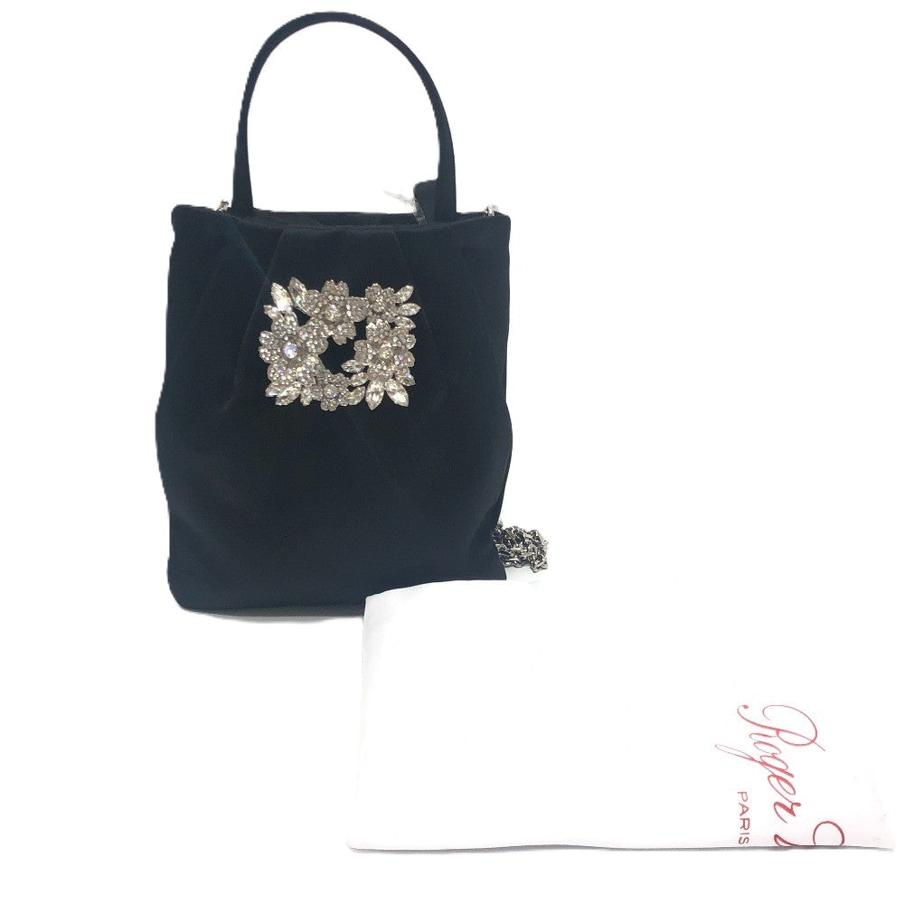 ROGER VIVIER RBWANVK0000RS0B999 クリスタル ドレープポケットブーケ ストラスマイクロ 2WAYバック ハンドバック カバン ハンドバッグ サテン レディース ブラック