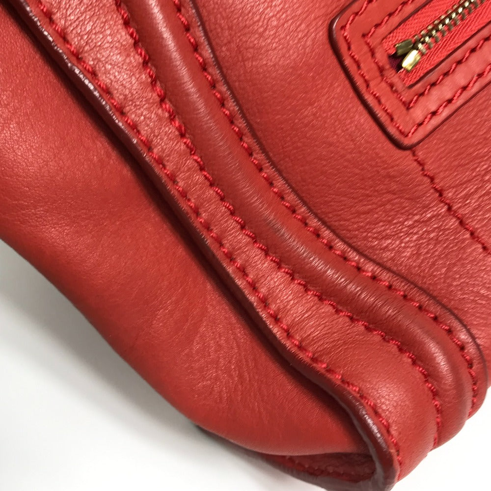 CELINE 168243 Nano Shopper Luggage Bag, Crossbody Shoulder Bag, Handbag, Leather, Women's, Lipstick Red