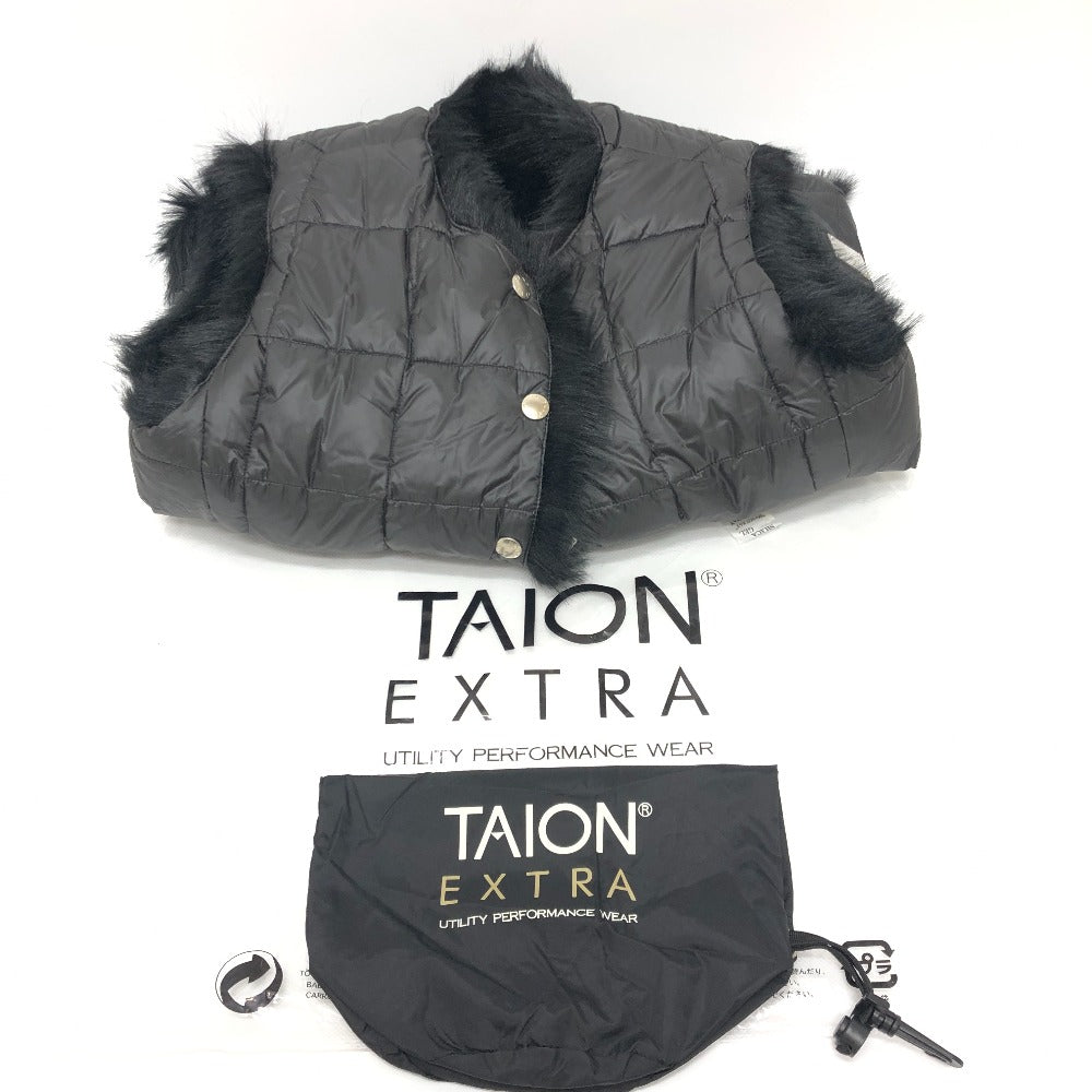 TAION EX-WR04A-SET-T2 Taion Extra Reversible Down and Eco-Fur Vest, Nylon, Women's, Black