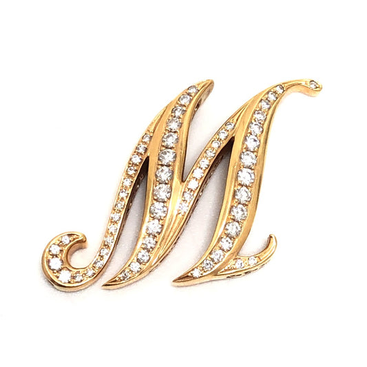 jewelry K18 Alpha Initial M Diamond Accessory Necklace Top Pendant Top K18 Ladies Gold