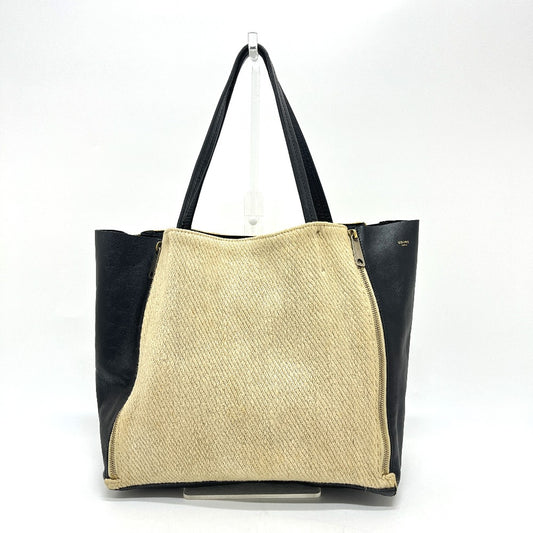 CELINE Cabagazette handbag tote bag, linen, women's, beige