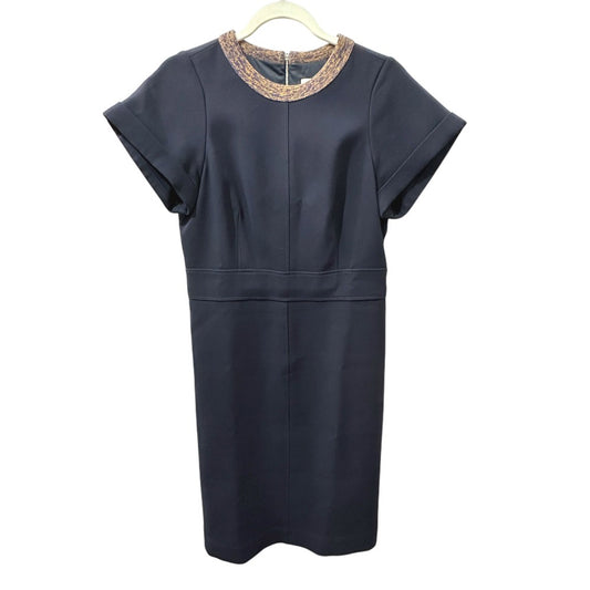 Denim By Victoria Beckham Apparel: Short-sleeved, double-zip, knee-length dress Dress polyester blue Used