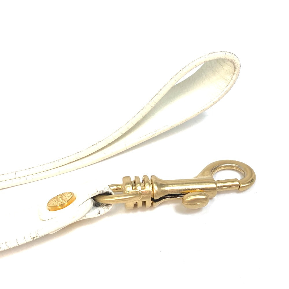 CELINE Pet Supplies Triomphe Dog Lead with Charm, Vintage Leather Dog Lead, Unisex, White