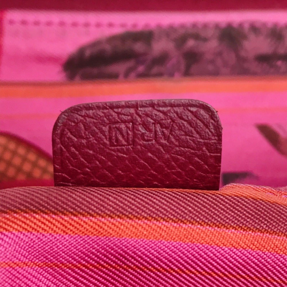 HERMES Silk-in Azap Long Round Zipper Wallet Epson Women's Ruby
