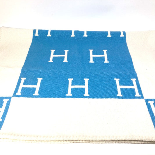 HERMES プレード アヴァロン インテリア ひざかけ 毛布 ブランケット ウール/カシミヤ キッズ ブルー