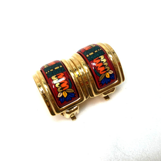 HERMES enamel earrings for women in red.