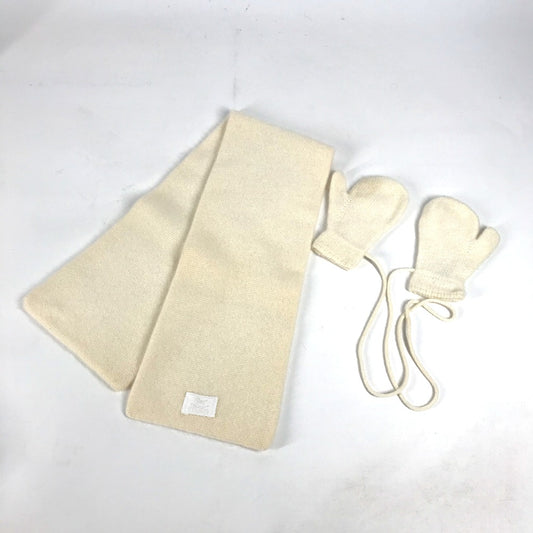 HERMES ベビー ミトン&マフラー セット マフラー カシミヤ100% キッズ ホワイト