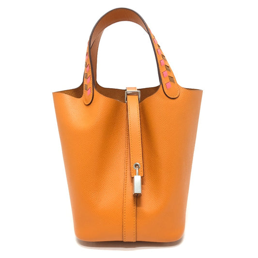 HERMES ピコタンロック PM ピコタン ピコタンロックPM トレサージュ バッグ カバン ハンドバック PM ハンドバッグ エプソン レディース アプリコット オレンジ