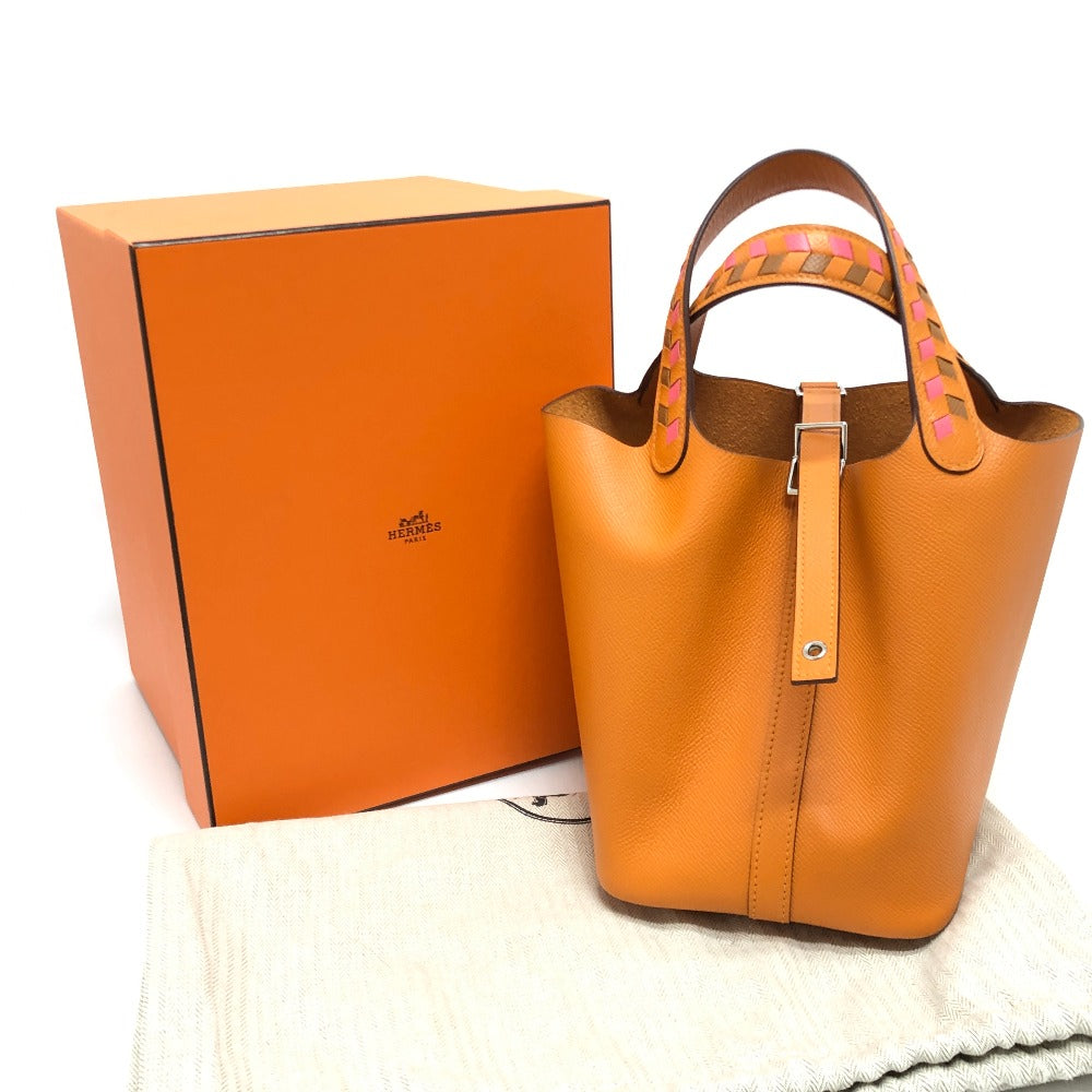 HERMES ピコタンロック PM ピコタン ピコタンロックPM トレサージュ バッグ カバン ハンドバック PM ハンドバッグ エプソン レディース アプリコット オレンジ