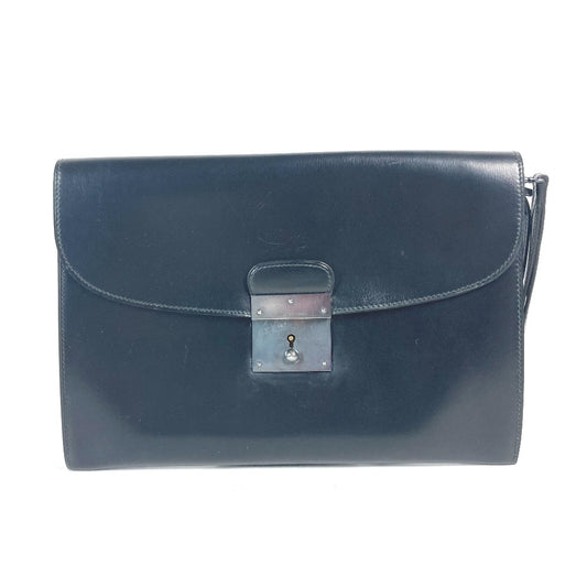 HERMES カバン ポーチ キリウス ストラップ付 クラッチバッグ ボックスカーフ メンズ ブラック - brandshop-reference