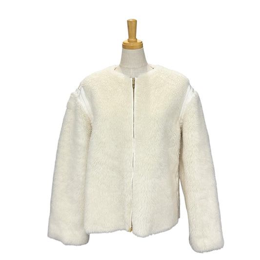 MAX MARA 24110810216 Teddy Bear Zip-Up Jacket in Alpaca, Women's White