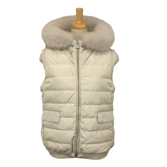 MAX MARA S Max Mara Apparel Outerwear Fur Hooded Down vest Nylon Beige Used