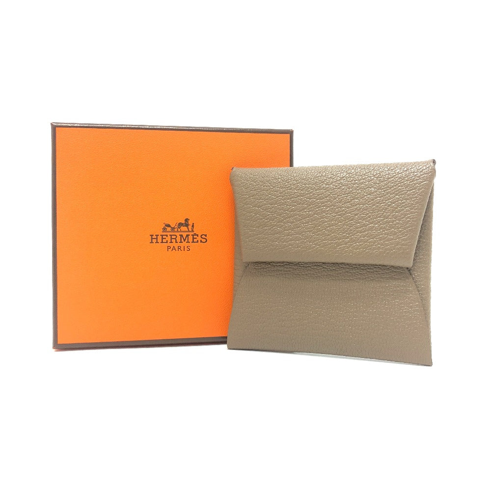 HERMES バスティア 小銭入れ 財布 ウォレット コインケース シェーブル レディース エトゥープ ベージュ