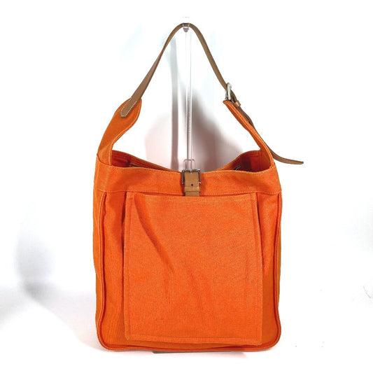 HERMES マルワリGM 肩掛け ショルダーバッグ キャンバス レディース オレンジ