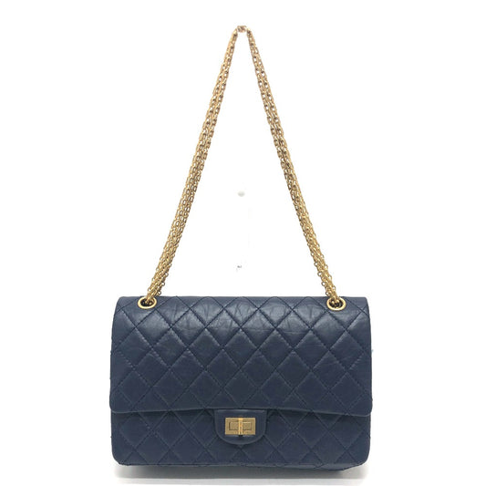CHANEL マトラッセ マトラッセ ダブルフラップ 2.55金具 カバン 肩掛けバッグ 斜め掛けバッグ ショルダーバッグ レザー レディース ネイビー