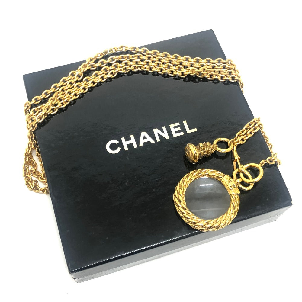CHANEL vintage Magnifying glass Chain accessory With charm Chain Necklace Metal Gold Used