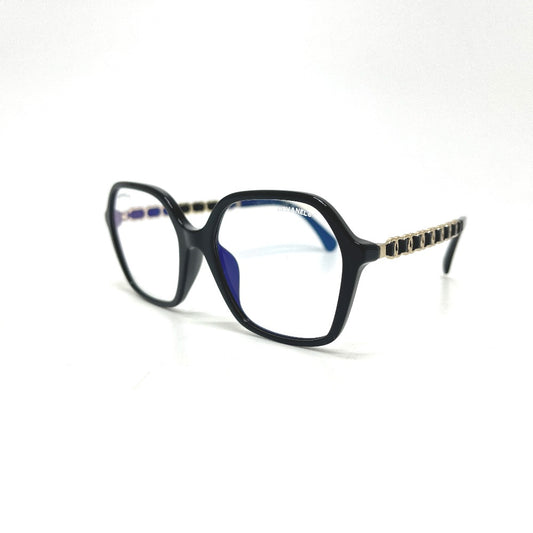 CHANEL 3489-S-A Square Shape CC Mark Temple Chain blue light cut sunglasses Plastic White Used