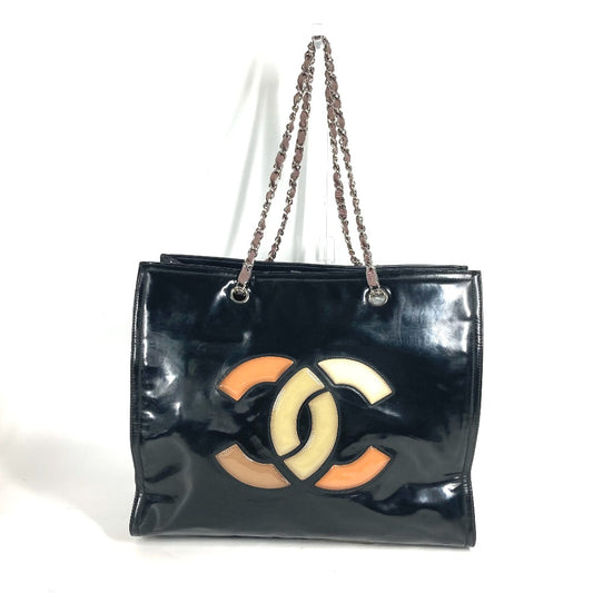 CHANEL CC โคโค่มาร์ค สะพายข้าง ลิปสติก กระเป๋า W Chain กระเป๋าสะพายข้าง หนังแก้ว ผู้หญิง สีดำ
